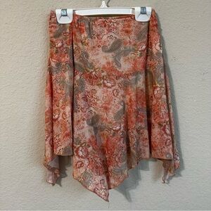 See You Monday Skirt Shabby Chic Asymmetrical Paisley Orange Brown Bohemian Boho